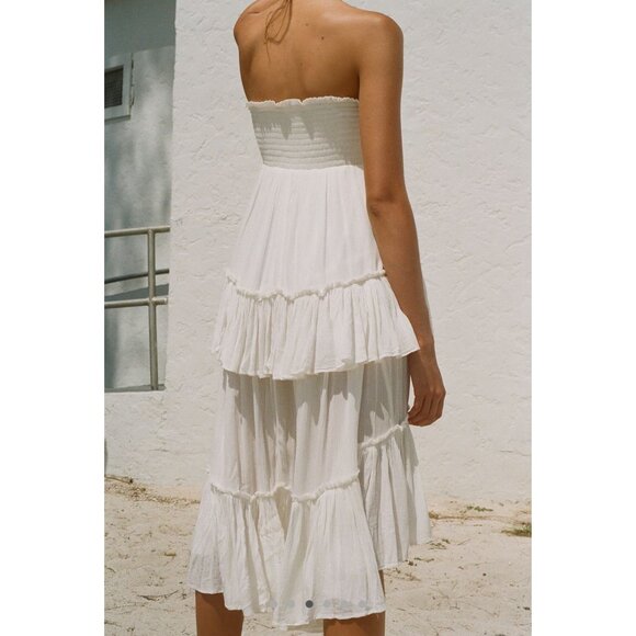 Free People Boho White Ruffled Hem Flowy Asymmetrical Convertible Skirt Dress - Picture 8 of 16